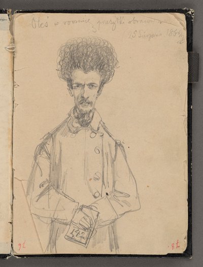 Caderno de esboços de Jan Matejko dos anos 1861-1863. Desenho numa só face. Verso: Aleksander Gryglewski (figura de ¾). de Jan Matejko