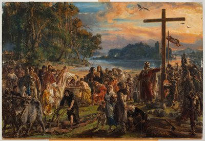 Introdução do cristianismo. A.D. 965 de Jan Matejko