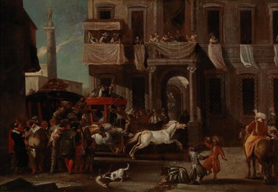 A Corrida dos Cavalos Berberes em Roma. de Jan Miel