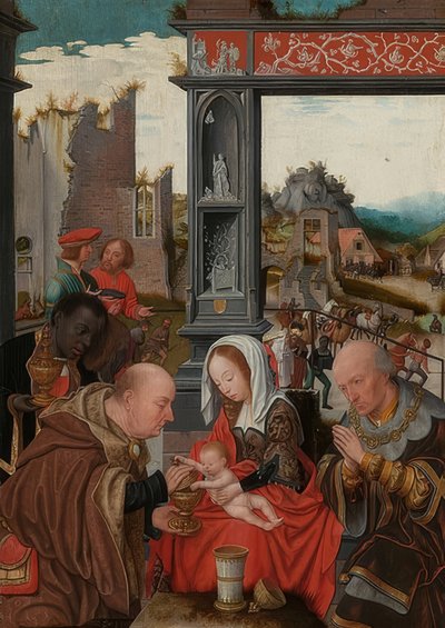 Adoração dos reis. Por volta de 1520 a 25 de Jan Mostaert