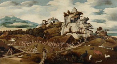 Paisagem com um episódio da conquista da América, c.1535 de Jan Mostaert