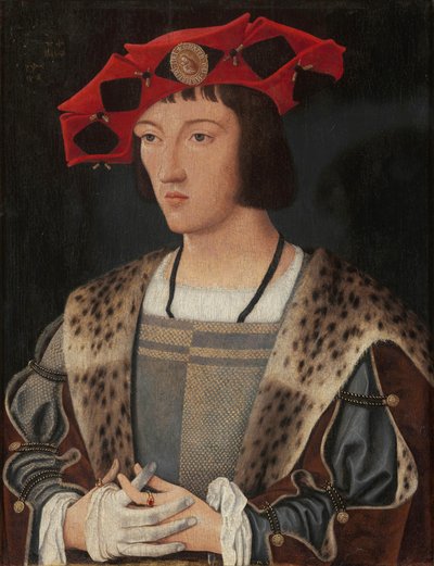 Retrato de um homem a calçar uma luva de Jan Mostaert
