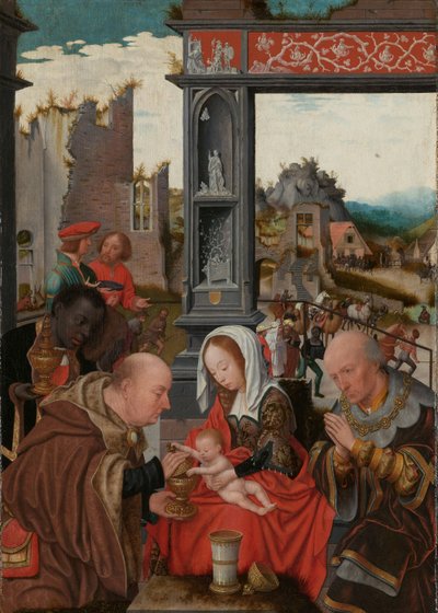 A Adoração dos Magos, c.1520-5 (óleo no painel) de Jan Mostaert