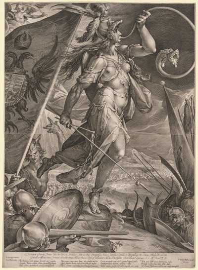Bellona liderando os exércitos do imperador contra os turcos de Jan Muller