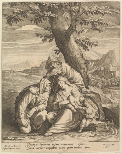 Sagrada Família com Santa Isabel e S. João Batista, 1588. de Jan Muller