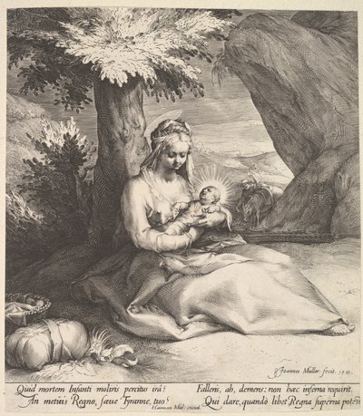 Descanse no voo para o Egipto, ca. 1613. de Jan Muller