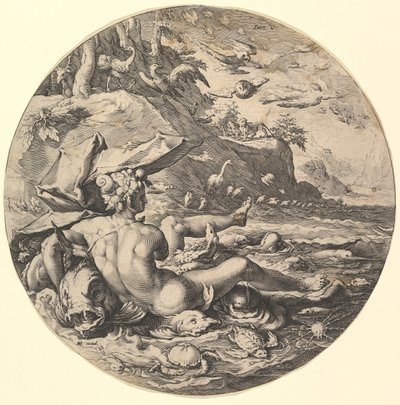 O Quinto Dia Morre V, da série A Criação do Mundo, ca. 1597. de Jan Muller