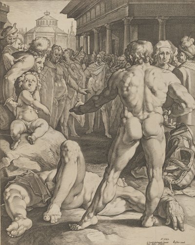 A luta entre Ulisses e Irus, c. 1590 de Jan Muller