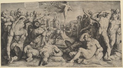 Fortune distribuindo seus presentes de Jan Muller, after Cornelis Cornelisz van Haarlem