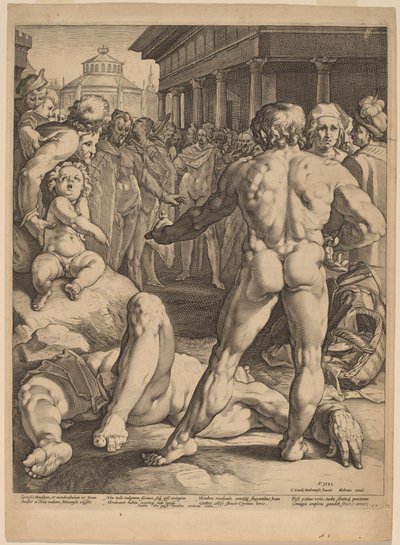A luta entre Ulisses e Irus de Jan Muller, after Cornelis Cornelisz van Haarlem