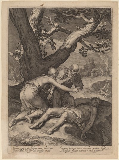 Adão e Eva lamentando o cadáver de Abel de Jan Pietersz Saenredam after Abraham Bloemaert