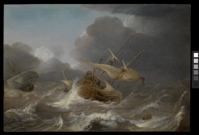 Navios holandeses num vendaval, c.1620 (óleo sobre painel) de Jan Porcellis