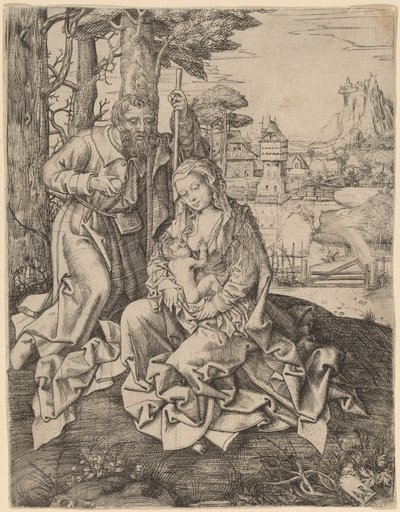 A Sagrada Família em uma paisagem de Jan Rombouts the Elder