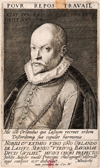 Retrato do compositor Orlando di Lasso 1532-1594, 1593. de Jan Sadeler