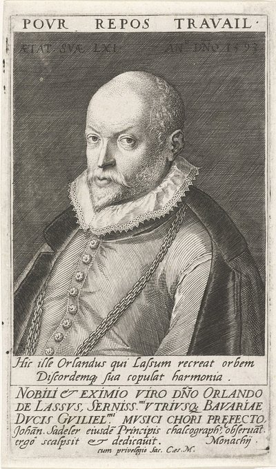 Retrato do compositor Orlando di Lasso 1532-1594, 1593 de Jan Sadeler