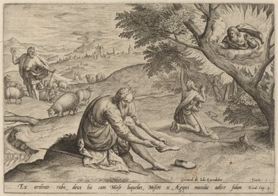 Deus Aparecendo a Moisés de Jan Sadeler I, after Maarten van Cleef