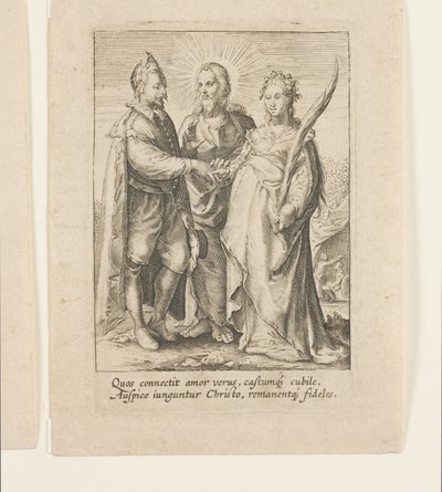 Um casamento fundado exclusivamente no amor puro e casto, que é abençoado por Cristo (gravura) de Jan Saenredam