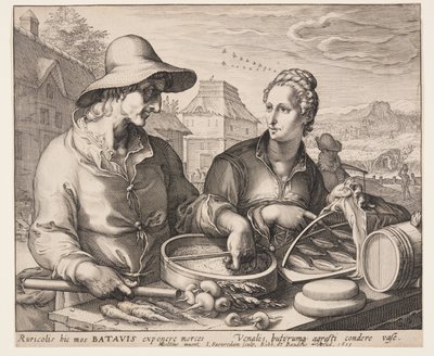 Agricultor e a sua mulher no mercado de Jan Saenredam