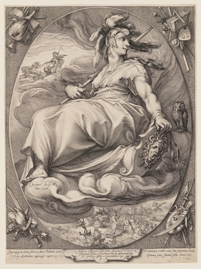 Pallas Athena, de Três deusas sentadas nas nuvens de Jan Saenredam
