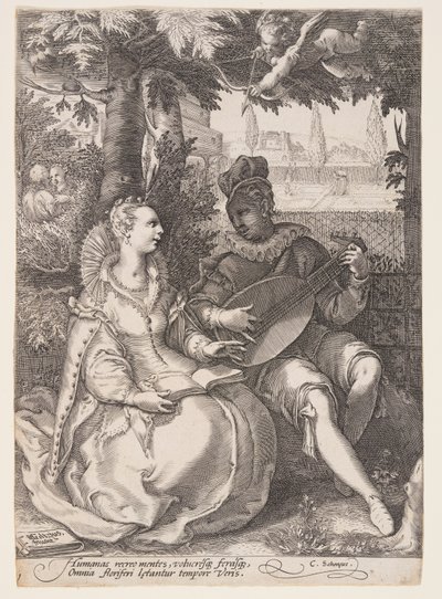 Spring (Music-Making Couple), de As Quatro Estações de Jan Saenredam
