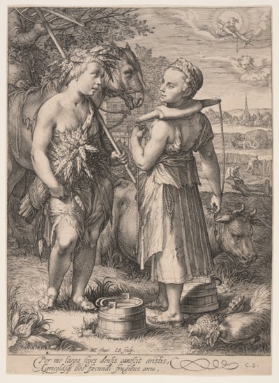 verão (Rapaz com molho de trigo e rapariga com jugo), de As Quatro Estações de Jan Saenredam
