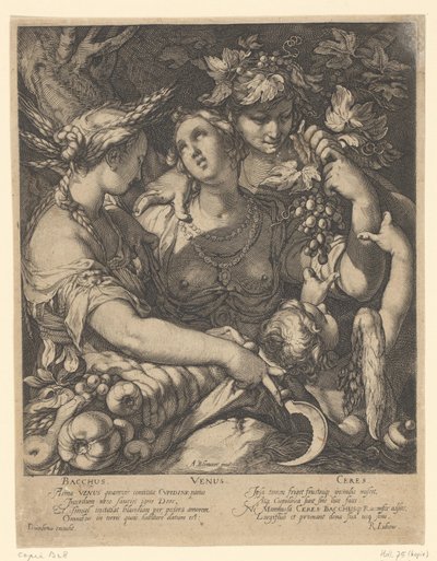 Vênus, Baco e Ceres Venus Triget Sem Ceres e Baco (título no objeto) de Jan Saenredam