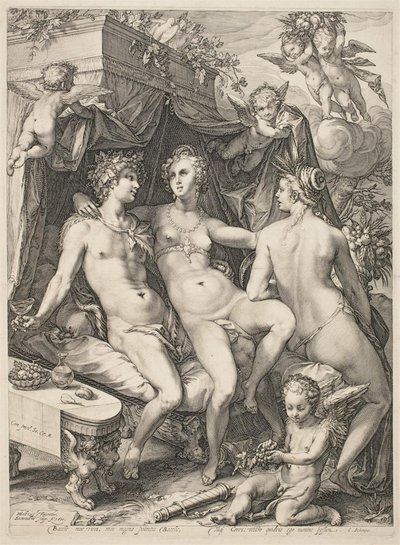Vênus em um sofá entre Baco e Ceres de Jan Saenredam