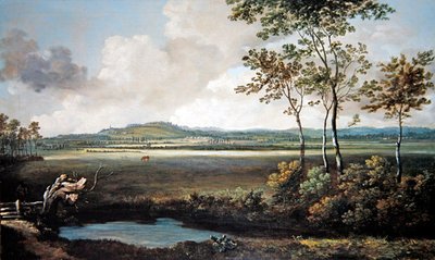 Uma Paisagem Extensiva com Córrego e Cavalos a pastar (óleo sobre tela) de Jan Siberechts