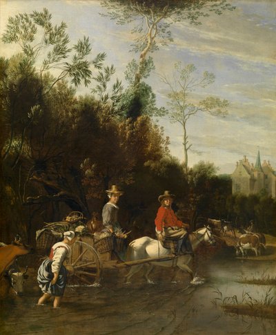 Água rasa perto de um Castelo de Jan Siberechts