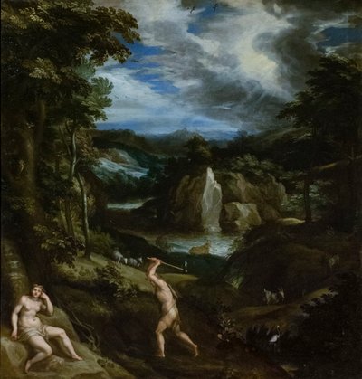Adão e Eva depois do pecado, c.1586-89 (óleo sobre tela) de Jan Soens