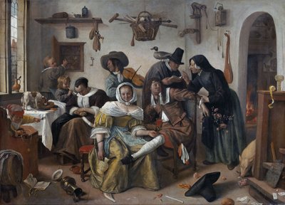 Cuidado com o luxo ("In Weelde Siet Toe") de Jan Steen