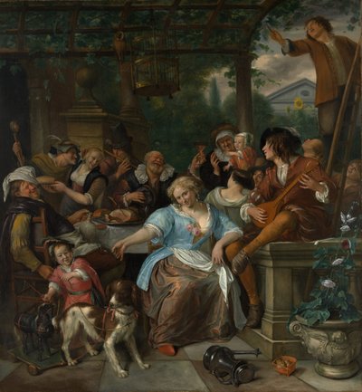 Merry Company em um terraço, ca. 1670 de Jan Havickszoon Steen