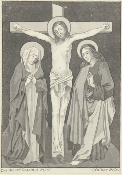 Cristo na cruz com Maria e João de Jan Stolker (signed by artist)