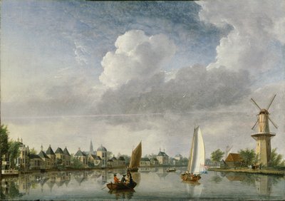 O rio Spaarne em Haarlem, 1750. de Jan Ten Compe