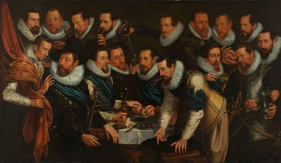 Oficiais e outros guardas civis do XI Distrito de Amesterdão, sob o comando do Capitão Geurt Dircksz van Beuningen e do Tenente Pieter Martensz Hoeffijser de Jan Tengnagel