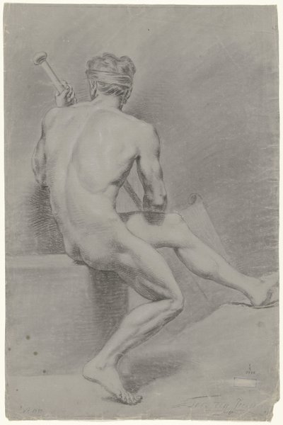 Nu masculino sentado, virado para a esquerda de Jan Tersteeg (possibly)
