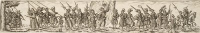 Trem soldado, no centro um porta-estandarte de Jan Theodor de Bry
