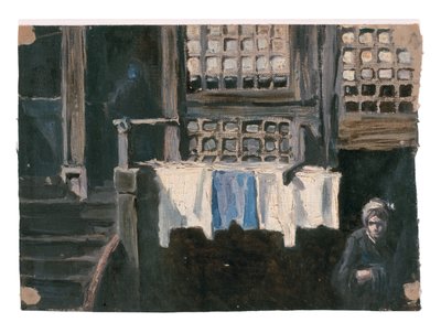 "Fachada Antiga em Delft" (estudo) (óleo sobre tela) de Jan Toorop