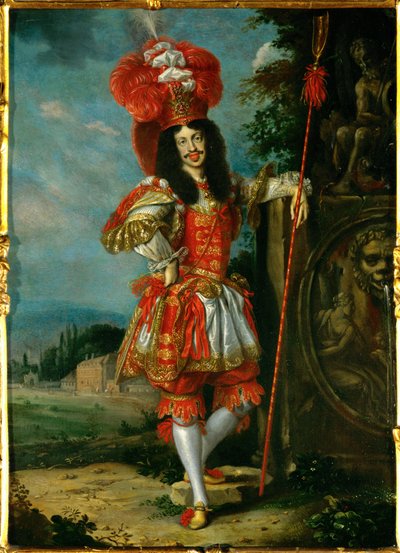 O imperador Leopoldo I em traje teatral, provavelmente durante uma peça de pastores, "La Galatea" (cobre) de Jan Thomas