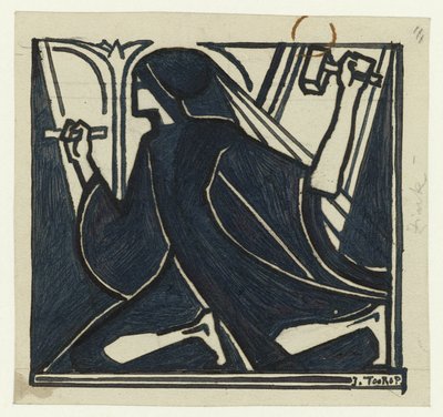 Figura de ajoelhar com martelo e cinzel de Jan Toorop (signed by artist)