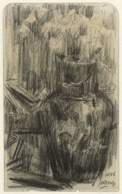 Vaso com flores em um interior de Jan Toorop