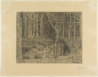 Bosque com lagoa e cisnes de Jan Toorop