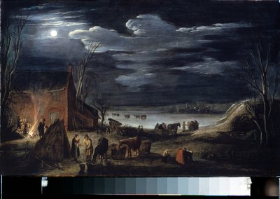 Inverno (inverno). Pintura de Jan II van de Velde (1593-1641). Óleo sobre madeira, 30 x 44,5 cm. Arte flamenga, arte barroca. Museu Hermitage, São Petersburgo. de Jan Van de II Velde