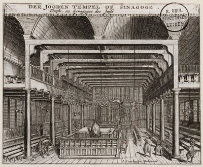 Interior da Sinagoga Portuguesa em Amsterdã de Jan Veenhuysen