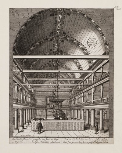 Interior da Sinagoga Portuguesa em Amsterdã de Jan Veenhuysen