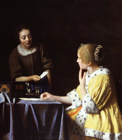 Senhora com sua criada segurando uma carta de Jan Vermeer van Delft