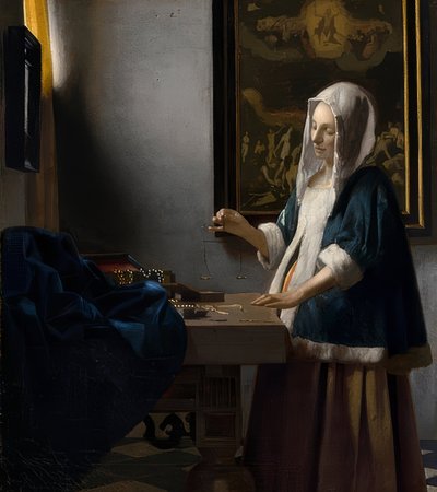 Mulher com escalas. Por volta de 1664 de Jan Vermeer van Delft
