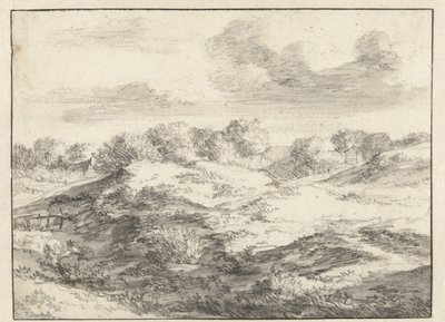 Dune Landscape, com uma casa de campo à distância de Jan Vermeer van Haarlem (I) (attributed to)