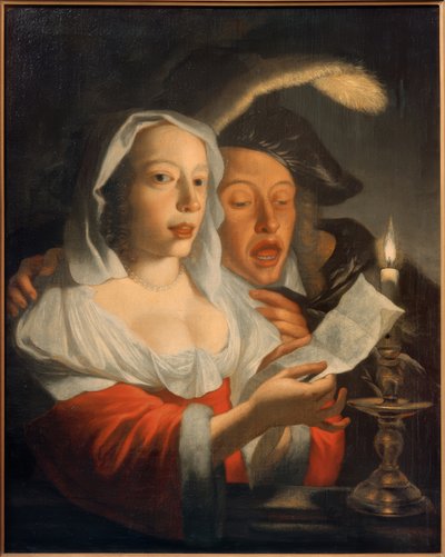 Casal que canta à luz de velas de Jan Vermeer van Utrecht