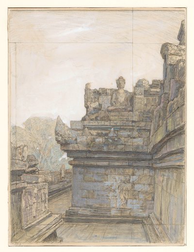 Vista de um dos terraços do Borobúdur de Jan Veth